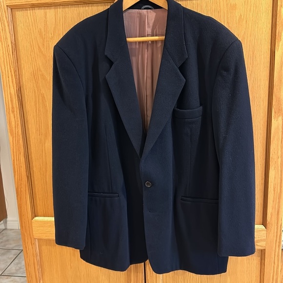 Vintage 80s Wool Cashmere Blend Michael Gabriele Navy Blazer Men’s size 44R - Picture 16 of 16
